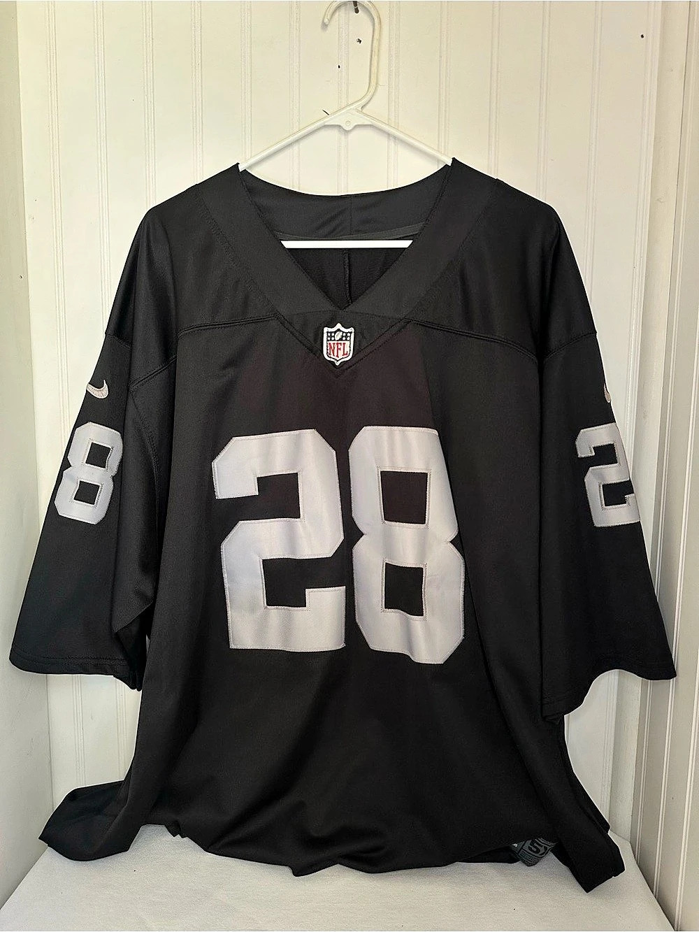 Nike Jacobs #28 NFL Raiders Jersey Black & White 5XL